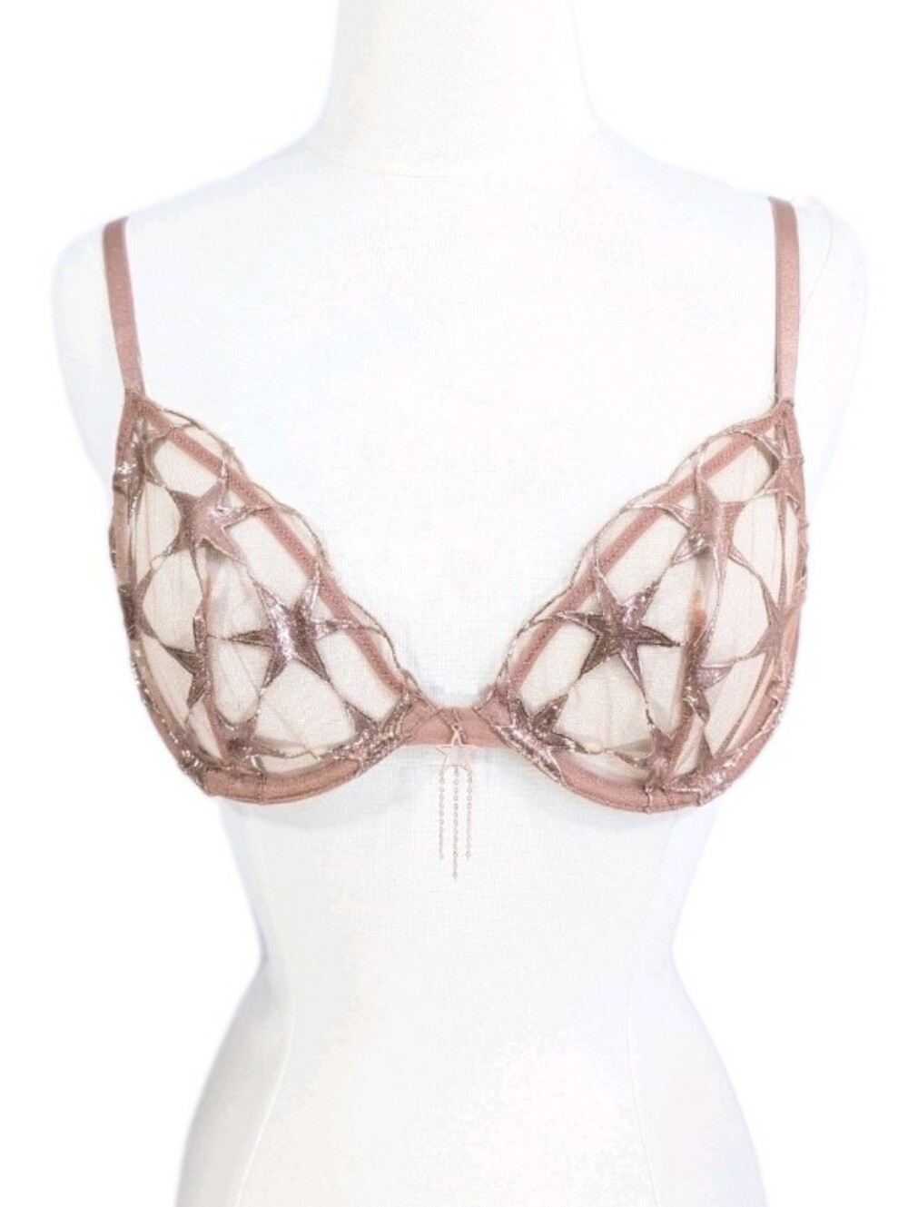 Victoria's Secret Very Sexy Stardust Bra 36DDD Women plus size underwire sheer
